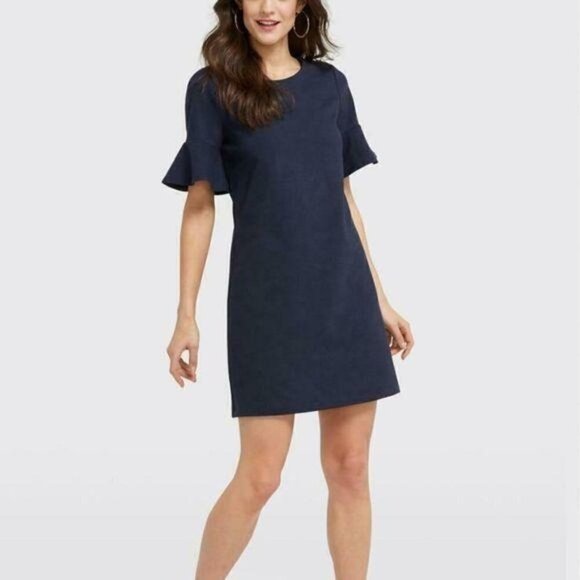 Draper James Navy Blue Bell Sleeve Shift Dress XS - Picture 1 of 11